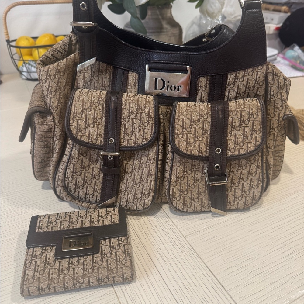 Dior Tan and Brown Monogram Bag and Wallet Set